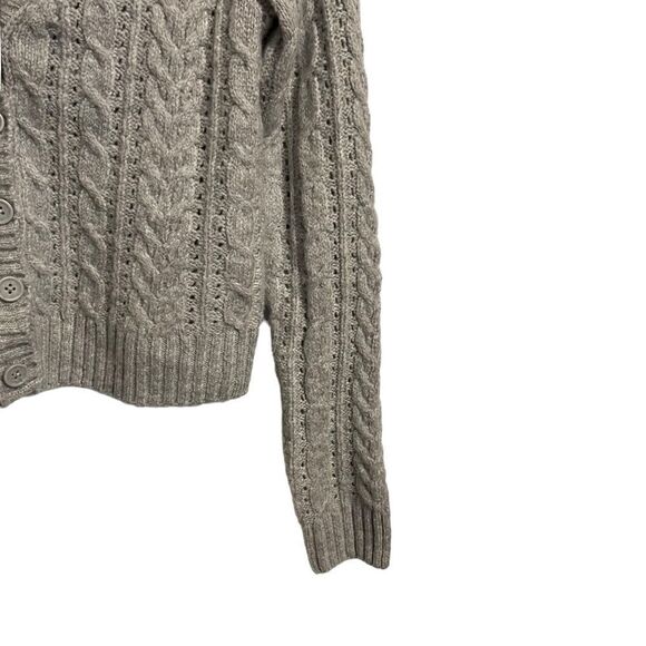 American Eagle Grey Cropped V Neck Cable Knit Sweater XS NWT - Picture 5 of 8